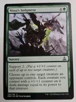 MTG Magic The Gathering Card Nissa's Judgment Sorcery Green Oath Of The Gatewatc - Image 1