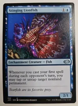 MTG Magic The Gathering Card Stinging LionfishEnchantment Creature Fish Blue - Image 1