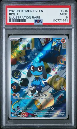 PSA 9 RIOLU 215 POKEMON 2023 SVI EN-SCARLET & VIOLET ILLUSTRATION RARE - Image 1