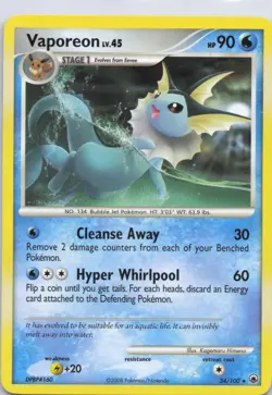 Vaporeon 34/100 Rare Majestic Dawn Pokemon TCG NM/LP - Image 1
