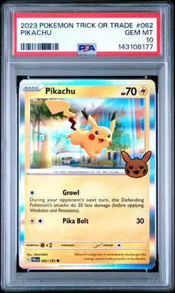2023 POKEMON TRICK OR TRADE #062 PIKACHU PSA 10 - Image 1