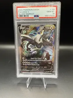 2022 Pokemon Sword & Shield Silver Tempest Lugia V #186 PSA 10 - Image 1