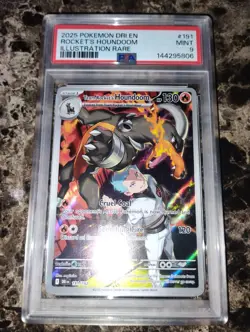 PSA 9 Pokemon Team Rocket's Houndoom Illustration Rare Destined Rivals 191/182 - Image 1