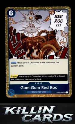 Gum-Gum Red Roc OP04-056 One Piece Card Game R Kingdoms of Intrigue Card NM - Image 1