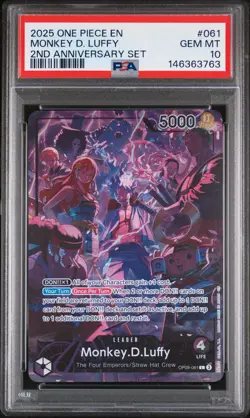 2025 ONE PIECE ENGLISH VERSION 2ND ANV SET #061 MONKEY D. LUFFY PSA 10 - Image 1