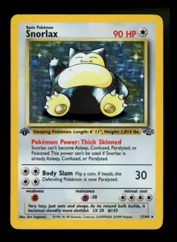 1st Edition Snorlax 11/64 Jungle 1999 Holo Rare WOTC Pokemon Card TCG - Image 1
