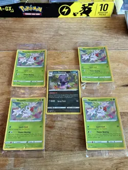 4x Shaymin 015/185 + Galarian Slowpoke 098/198 Cosmos Holo Promo Pokemon SEALED - Image 1