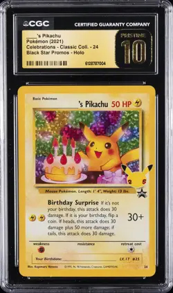 2021 POKEMON CELEBRATIONS - CLASSIC COLL. #24 _____'S PIKACHU CGC 10 PERFECT - Image 1