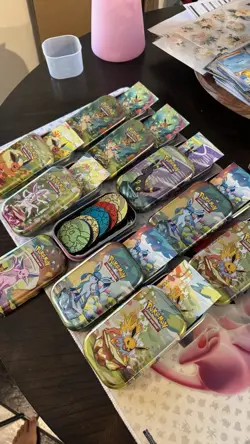 Prismatic Evolutions Empty Mini Tin Complete Set Of 10Tin + Card + Coin NO PACKS - Image 2
