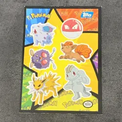 Topps Pokemon Sticker Card with Jolteon, Vulpix, Machop Card Has Wear - Image 1