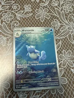 Pokemon Wartortle Full Art Holo Illustration Rare 100 HP SV151 171/165 2023 - Image 1