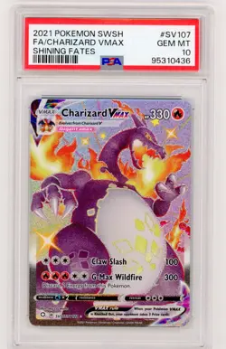 PSA 10 GEM CHARIZARD VMAX SV107 Pokemon SWSH Shining Fates 2021 - Image 1