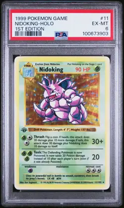 1999 Pokemon 1st Edition 11 Nidoking Holo PSA 6 100673903 - Image 1