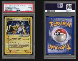 2005 POKEMON EX UNSEEN FORCES GOLD STAR #114 RAIKOU-HOLO PSA 9 - Image 1