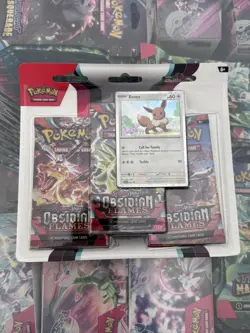 Pokemon TCG: Obsidian Flames Triple Blister Pack - Eevee 043 Promo - Image 1