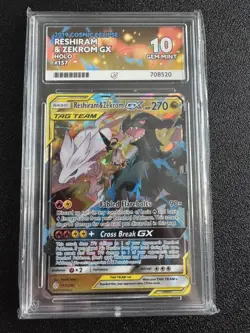 Pokemon TCG Reshiram and Zekrom GX Cosmic Eclipse #157/236 Gem MT Ace 10 - Image 1