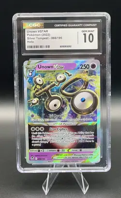2022 Pokemon SWSH Silver Tempest Unown VSTAR 066/195 Ultra Rare CGC GEM MINT 10 - Image 1
