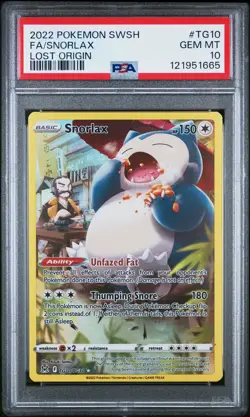 2022 POKEMON SWORD & SHIELD LOST ORIGIN #TG10 FULL ART/SNORLAX PSA 10 - Image 1