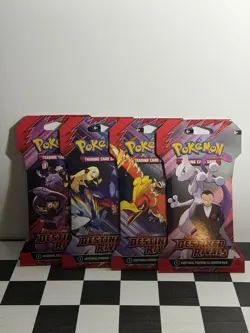 POKEMON TCG - DESTINED RIVALS - Sleeved Booster Pack COMPLETE ART SET - 4 Packs - Image 1