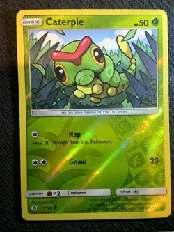 Caterpie 1/149 Sun & Moon Base Set Pokemon English Reverse Holo 2017 - Image 1