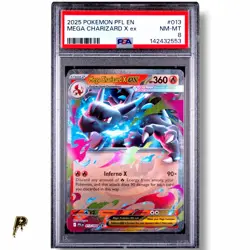 2025 Pokemon Phantasmal Flames Mega Charizard X 013/094 Double Rare Holo PSA 8 - Image 1
