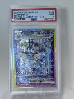 2025 POKEMON PRE EN VAPOREON Ex SPECIAL ILLUSTRATION RARE PSA 9 - Image 1