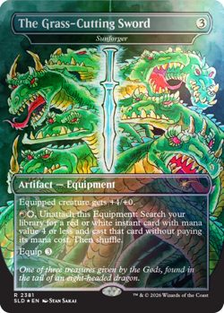 MTG The Grass-Cutting Sword - Sunforger (2381) - Foil, NM-Mint, English Secret L - Image 1