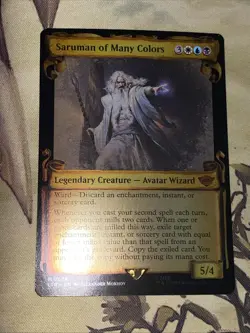 Saruman Of Many Colors X1 Mtg Lord Of The Rings Nm Scroll Foil Showcase - Image 1
