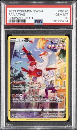 2023 POKEMON SWORD & SHIELD CROWN ZENITH #GG20 FULL ART/LATIAS PSA 10 - Image 1