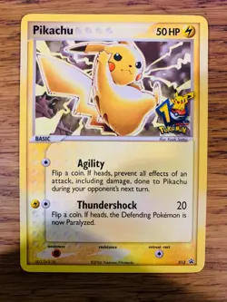 NM! Pikachu 012 10th Anniversary Stamped Black Star Promo Pokemon Card! - Image 1