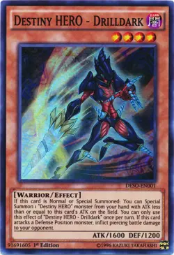 Yugioh! LP Destiny HERO - Drilldark - DESO-EN001 - Super Rare - 1st Edition Ligh - Image 1