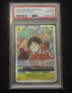 One Piece Monkey.D.Luffy OP07-109 500 Years Super Rare Foil PSA 10 - Image 1