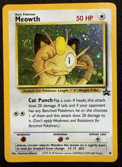 Pokemon TCG Meowth Vintage Black Star Promos Holo Card #10 NM/Mint Condition - Image 1