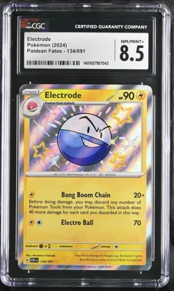 CGC NM/Mint+ 8.5 Electrode Baby Shiny 134/091 Pokemon Paldean Fates - Image 1