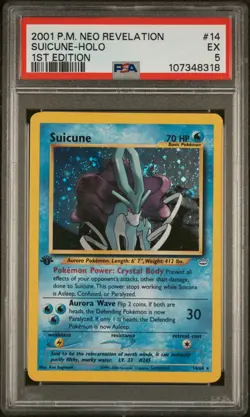 Pokemon Suicune Neo Revelation 1st Edition Holo Rare #14 PSA 5 - Image 1