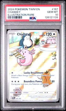 2024 POKEMON TWM EN-TWILIGHT MASQUERADE ILLUSTRATION RARE #187 CHANSEY PSA 10 - Image 1