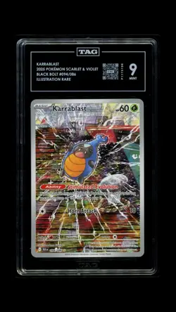 ‼Pokemon Karrablast #094 Black Bolt Holo TAG GRADE 9! FAST SHIP SHOOT OFFER!💨 - Image 1