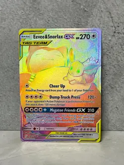 Pokemon Eevee & Snorlax GX 191/181 Secret SM Team Up Holo - Image 1