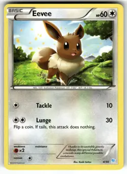 Eevee 4/30 Common XY Trainer Kit: Pikachu Libre & Suicune Pokemon Near Mint - Image 1