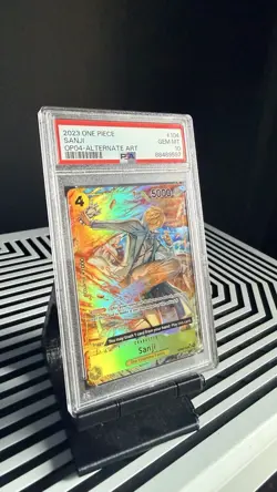 ONE PIECE CCG Kingdoms of Intrigue Sanji OP04-104 Alt Art Foil PSA 10 - Image 3