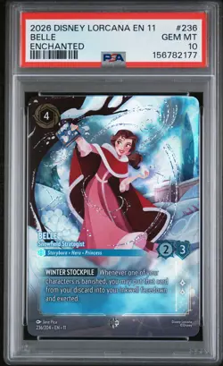 2026 DISNEY LORCANA EN 11-WINTERSPELL #236 BELLE - SNOWFIELD STRATEGIST PSA 10 - Image 1