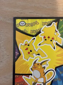 Pokemon Topps Sticker Card Raichu & Pikachu Blue Logo - Image 2