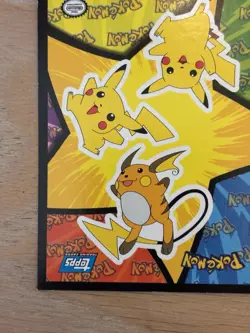 Pokemon Topps Sticker Card Raichu & Pikachu Blue Logo - Image 3