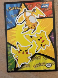 Pokemon Topps Sticker Card Raichu & Pikachu Blue Logo - Image 4