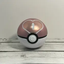 Pokemon Love Ball Tin Empty Metal Case Storage Box Pink - Empty No Cards - Image 1