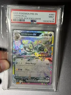 2025 POKEMON PRE EN-PRISMATIC EVOLUTIONS SURPRISE BOX EXCLUSIVE UMBREON EX PSA 9 - Image 1