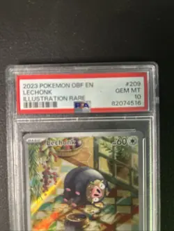 2023 Pokemon OBF en Lechonk Illustration Rare #209 PSA 10 Gem Mint - Image 2