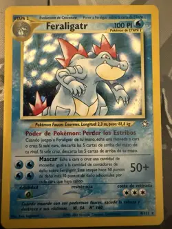 Pokemon Neo Genesis Feraligatr Holo Rare Spanish 4/111 LP - Image 1