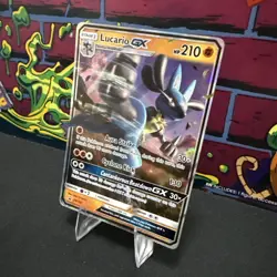 Pokemon Lucario GX Sun & Moon Black Star Promo SM100 LP Rare - Image 3