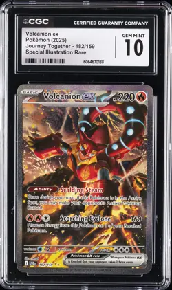 2025 POKEMON #182/159 VOLCANION EX CGC 10 GEM MINT - Image 1